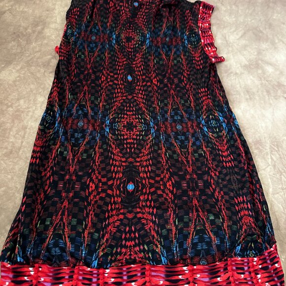 Custo Line Amazing Graphic Red Tunic Style Shirt with Short Sleeves 100% Viscose - Picture 6 of 7